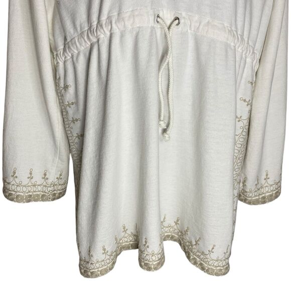 Lucky Brand Y2K Hoodie Women S/M Embroidered Boho V Neck Sweatshirt Beachy 2000s - Picture 11 of 16